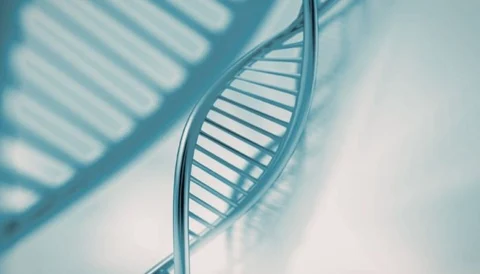 A double helix DNA strand illustration with a blurred background.